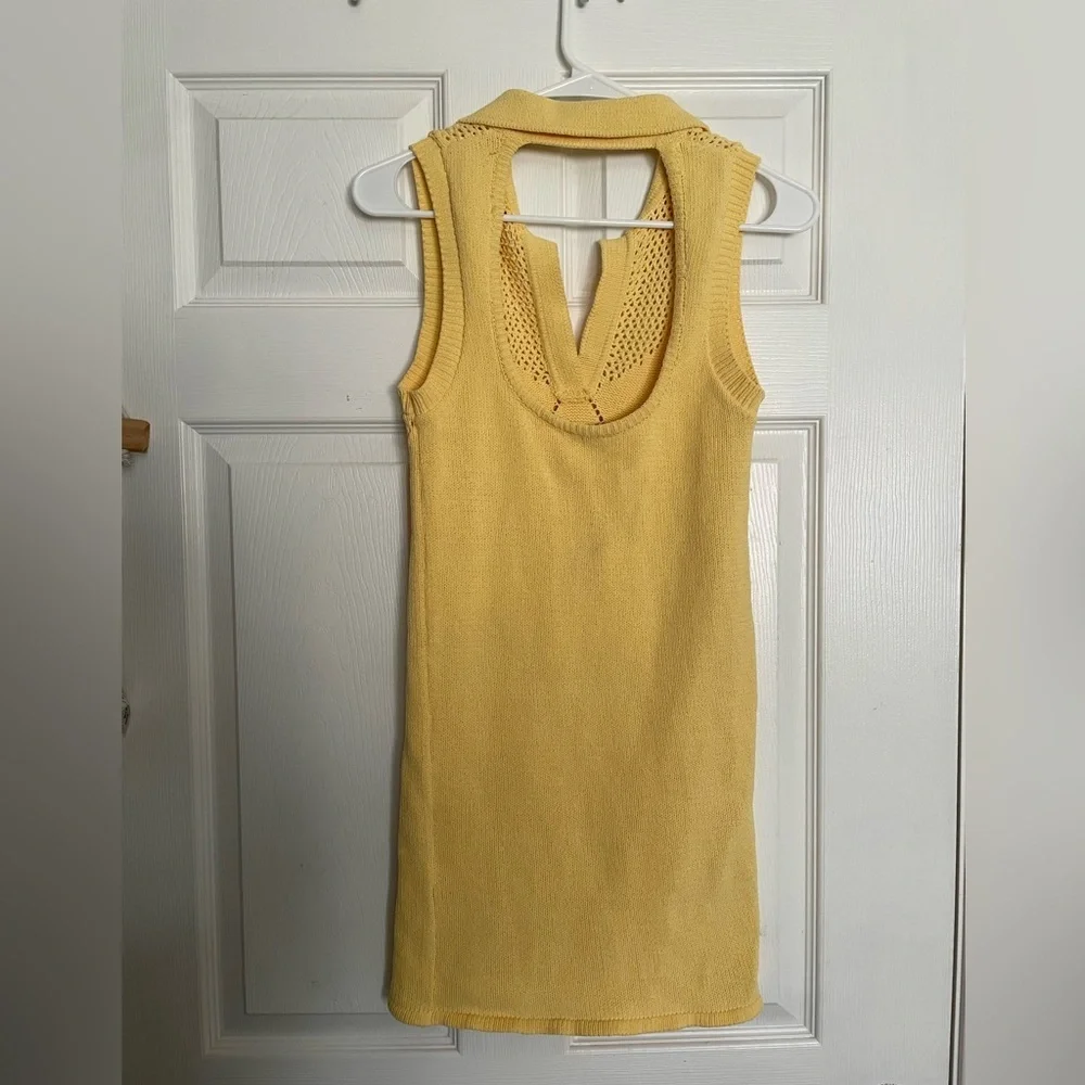 Zara Women’s Size Small Yellow Knit Sleeveless Polo Mini Dress